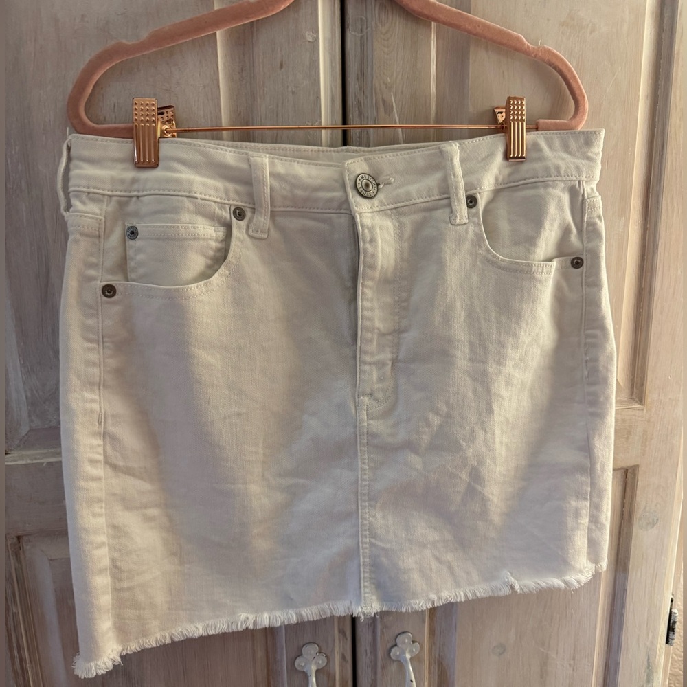 White Denim Mini Skirt